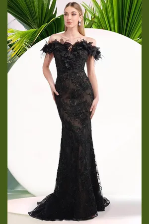 Janique W3015 - Embellished Floral Lace Gown
