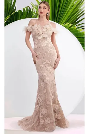 Janique W3015 - Embellished Floral Lace Gown