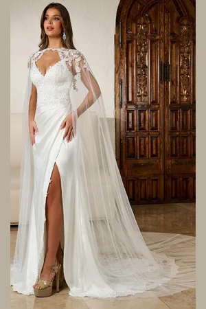 Rachel Allan RB3186 - Deep V-Neck Sheath Bridal Gown