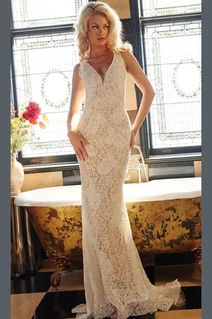 Jovani Bridal JB06827 - Cutout Back Lace Bridal Gown