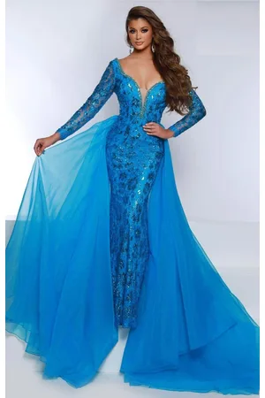 Johnathan Kayne 2732 - Beaded Lace Gown with Overskirt