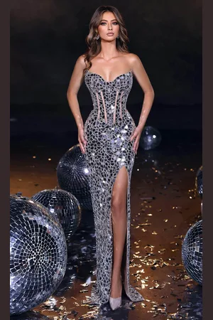 Portia and Scarlett PS23708C - Glass Adorned Evening Dress