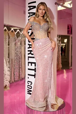 Portia and Scarlett PS24880C - Illusion Waist Beaded Prom Gown