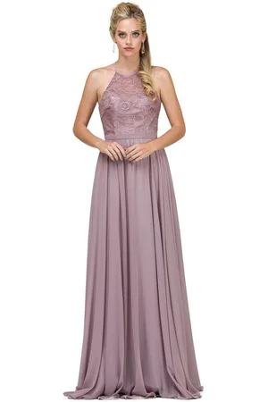 Dancing Queen 2009 Sheer Halter Pleated A Line Evening Dress