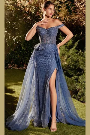 Andrea and Leo A1278 - Off Shoulder Overskirt Evening Dress