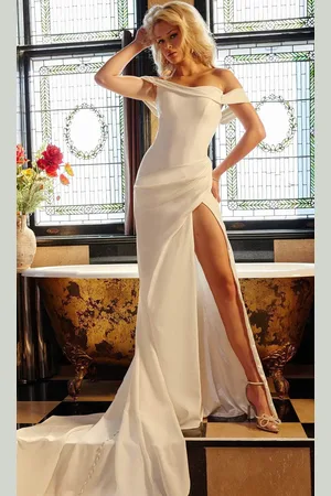 Jovani Bridal JB07454 - Off Shoulder Bridal Gown with Slit