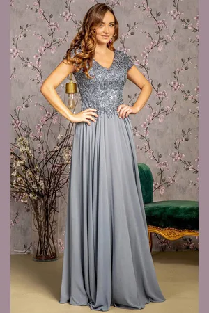 GLS by Gloria GL3450 - V-Neck Sequin Formal Dress