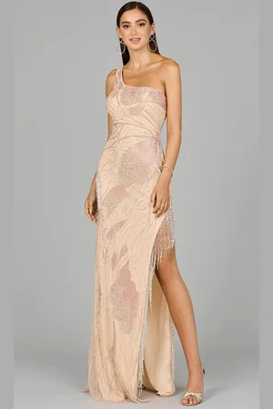 Lara Dresses 9948 - One Shoulder Fringed Evening Dress