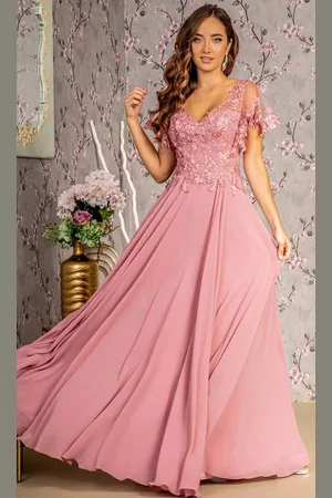 GLS by Gloria GL3352 - V-Neck Floral Formal Dress