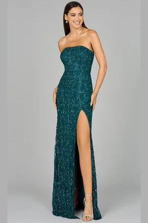 Lara Dresses 9952 - Beaded Straight-Across Evening Dress