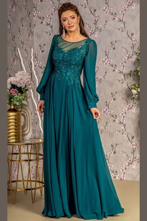 GLS by Gloria GL3363 - Beaded Illusion Bateau Formal Dress