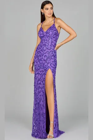 Lara Dresses 9950 - Spaghetti Strap Beaded Evening Dress