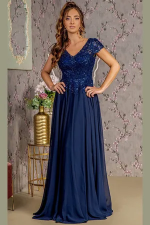 GLS by Gloria GL3450 - V-Neck Sequin Formal Dress