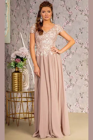 GLS by Gloria GL3450 - V-Neck Sequin Formal Dress