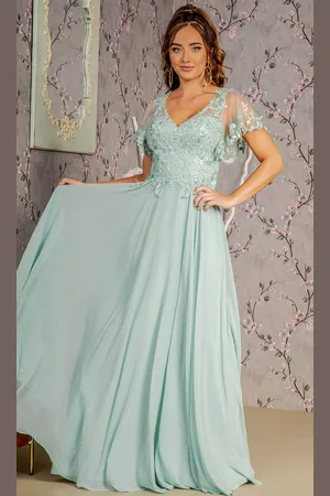 GLS by Gloria GL3352 - V-Neck Floral Formal Dress