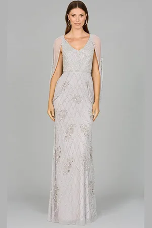 Lara Dresses 29095 - Beaded Cape Sleeve Evening Dress