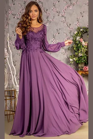 GLS by Gloria GL3363 - Beaded Illusion Bateau Formal Dress