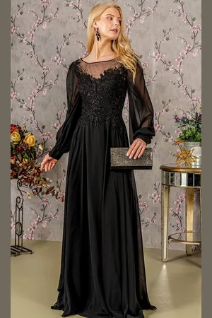 GLS by Gloria GL3363 - Beaded Illusion Bateau Formal Dress