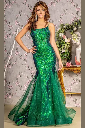 GLS by Gloria GL3230 - Sequin Scoop Neck Prom Gown