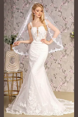 GLS by Gloria Bridal GL3478 - Embroidered Sheer Bodice Bridal Gown