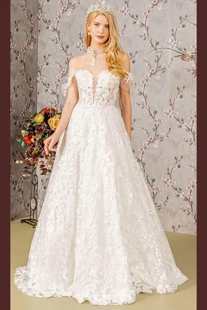 GLS by Gloria Bridal GL3449 - Plunging Off-Shoulder Wedding Dress