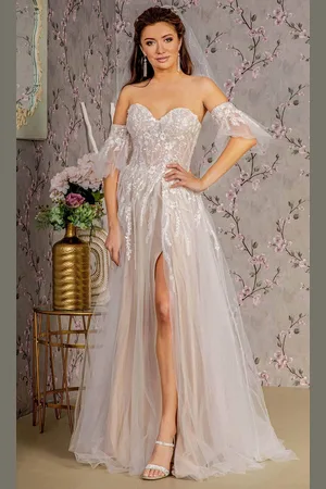 GLS by Gloria Bridal GL3427 - Sweetheart High Slit Wedding Dress