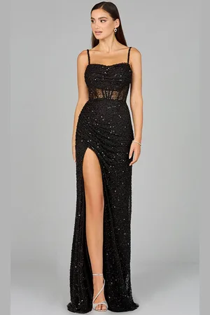 Lara Dresses 9960 - Beaded Corset Evening Dress