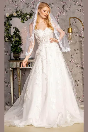 GLS by Gloria Bridal GL3448 - Off-Shoulder Side Capes Wedding Dress