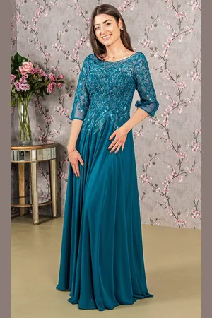 GLS by Gloria GL3447 - Embroidered Bateau Neck Prom Gown