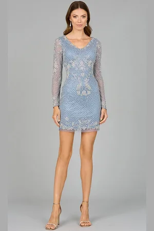 Lara Dresses 29110 - Long Sleeve V-Neck Cocktail Dress