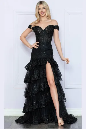 Nox Anabel R1301 - Applique Trumpet Prom Dress