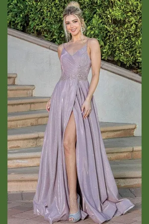 Dancing Queen 4259 - Faux Wrap Sleeveless Evening Dress