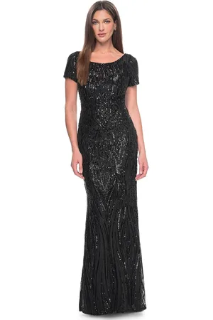 La Femme 31852 - Scoop Neck Sequin Evening Dress