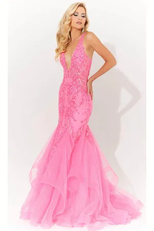 Jasz Couture 7571 - Floral Applique Embellished Prom Dress