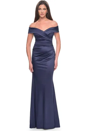 La Femme 31621 - Off Shoulder Satin Evening Dress