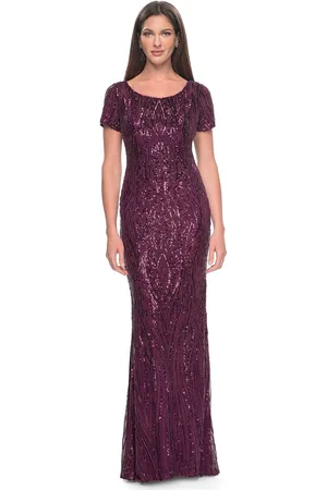 La Femme 31852 - Scoop Neck Sequin Evening Dress