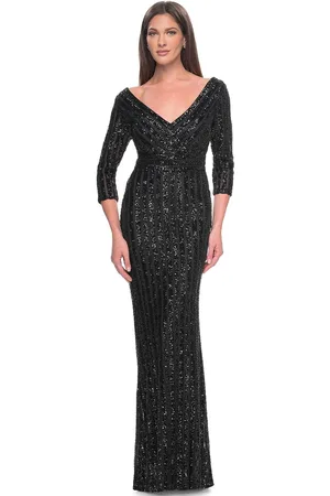 La Femme 31681 - Sequin Embellished V-Neck Evening Dress
