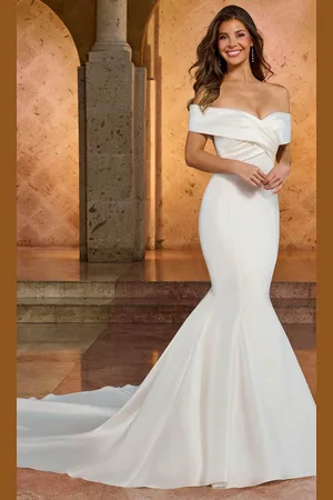 Rachel Allan RB2180 - Pleated Off Shoulder Bridal Gown