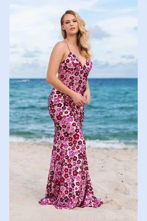 FAVIANA 11000 - Floral Sequin Prom Gown