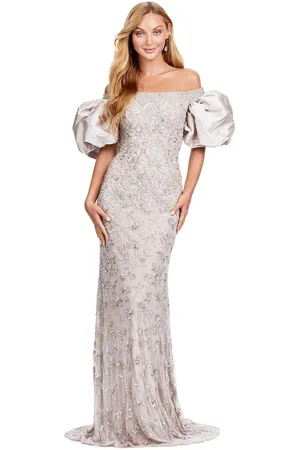 Ashley Lauren 11432 - Puff Sleeve Beaded Prom Dress