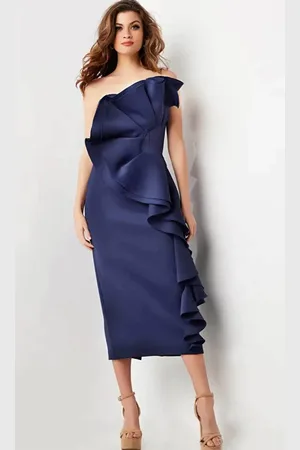 JOVANI 38187 - Strapless Ruffle Accented Formal Dress