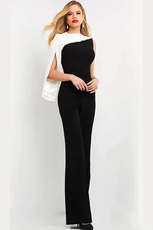 JOVANI 06875 - One-Long Sleeve High Neck Jumpsuit