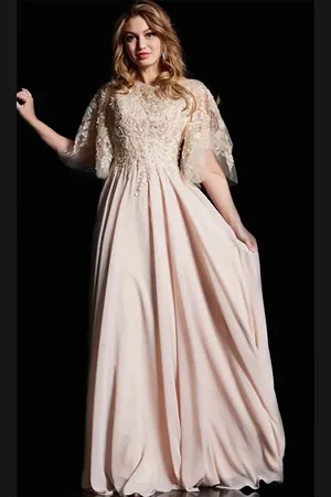 JOVANI 38622 - Embellished Bateau Neck Long Dress