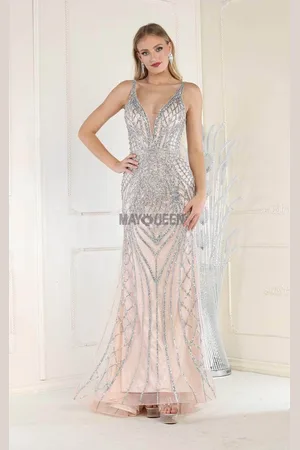 May Queen RQ7931 - Beaded Sleeveless Evening Dress