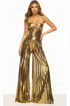 Sherri Hill 56404 - Metallic Pleated Jumpsuit