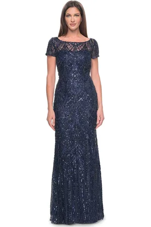 La Femme 31709 - Bateau Neck Beaded Evening Dress