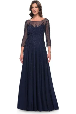 La Femme 31235 - Embroidered Embellished A-line Evening Gown