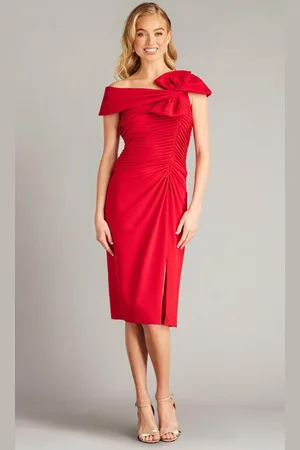 Tadashi Shoji BOS24103M - Draped Bow Asymmetric Formal Dress