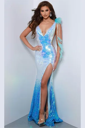 Johnathan Kayne 2829 - Sequin V-neck Evening Dress