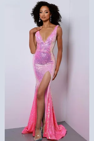 Johnathan Kayne 2829 - Sequin V-neck Evening Dress